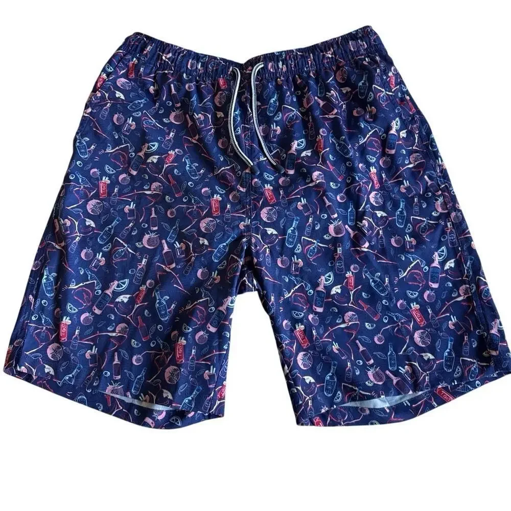 Peter Millar Seaside Mesh Liner Blue Shark Martini Swimtrunk Size M *EUC